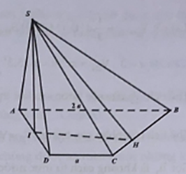 Cho hình chóp S.ABCD có đáy ABCD là hình thang vuông tại A và D, AB = AD = 2a. Gọi I là trung điểm cạnh AD, biết mặt phẳng (SBI), (SCI) cùng vuông góc với đáy và thể tích khối chóp S.ABCD bằng . Góc giữa hai mặt phẳng (SBC), (ABCD) bằng bao nhiêu độ? (ảnh 1)