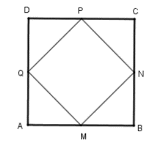 Cho hình vuông ABCD. M, N, P, Q là trung điểm các cạnh AB, BC, CD, DA (ảnh 1)