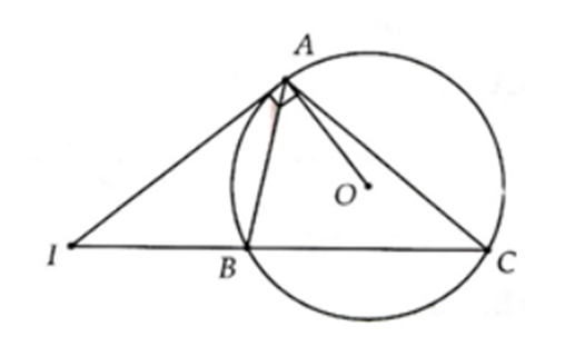 Cho tam giác ABC nội tiếp đường tròn (O). Tiếp tuyến tại A cắt BC ở I (ảnh 1)