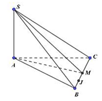 Cho hình chóp S.ABC có đáy ABC là tam giác cân tại A, cạnh bên SA vuông góc với  (ảnh 1)