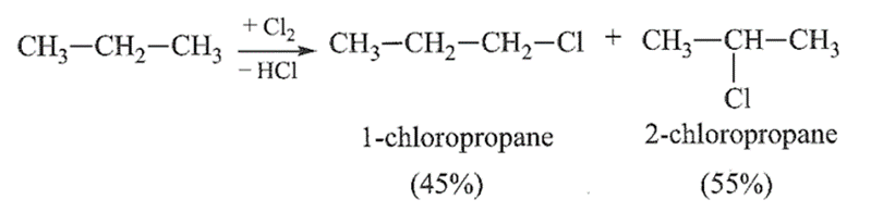 Cho các chất sau: (X) 1-chloropropane và (Y) 2-chloropropane. Sản phẩm của phản ứng monochlorine hoá propane là (ảnh 1)