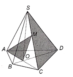Cho hình chóp S.ABCD. Gọi O là giao điểm của AC và BD và gọi M là một điểm bất kì thuộc cạnh SC (ảnh 1)