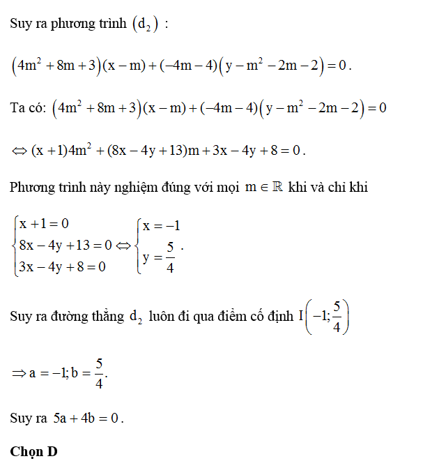 Gọi (P) là đồ thị của hàm số y= x^2 + 2x+ 2 và điểm M di chuyển trên (P). Gọi (d1) , ( d2) là các đường thẳng đi (ảnh 2)