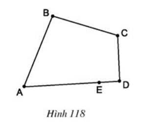 Tại sao hình gồm năm đoạn thẳng AB, BC, CD, DE, EA ở hình 118 không phải là đa giác? (ảnh 1)