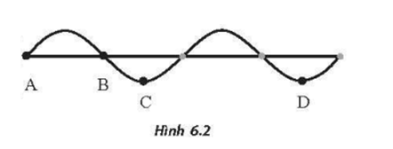 Hình 6.2 là hình ảnh của một sóng trên dây đàn hồi tại một thời điểm xác định. Cho biết thời gian A ngắn nhất để điểm A từ vị trí cân bằng dao động theo phương thẳng đứng và trở lại vị trí này là 0,25 s và khoảng cách AB bằng 40 cm.  a) Tính tốc độ truyền sóng trên dây. (ảnh 1)