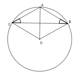 Cho tam giác ABC có AB = AC = 3cm,   góc 120 độ Tính độ dài đường tròn ngoại tiếp tam giác ABC. (ảnh 1)