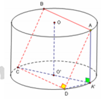 Một hình trụ có bán kính đáy R = 70 cm, chiều cao hình trụ h = 20 cm. Một hình vuông  (ảnh 1)