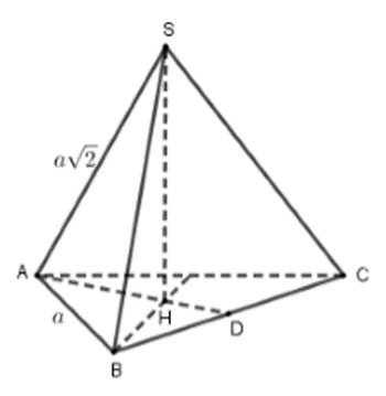 Tính thể tích khối chóp tam giác đều có độ dài cạnh bên bằng a căn bậc hai 2 và độ  (ảnh 1)