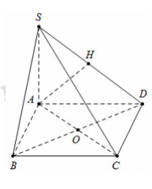 Cho hình chóp S.ABCD có đáy ABCD là hình chữ nhật tâm O, AB = a (ảnh 1)