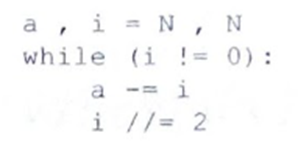 Xác định độ phức tạp của đoạn chương trình sau, với giá trị N>0 được cho ở dữ liệu đầu vào: (ảnh 1)
