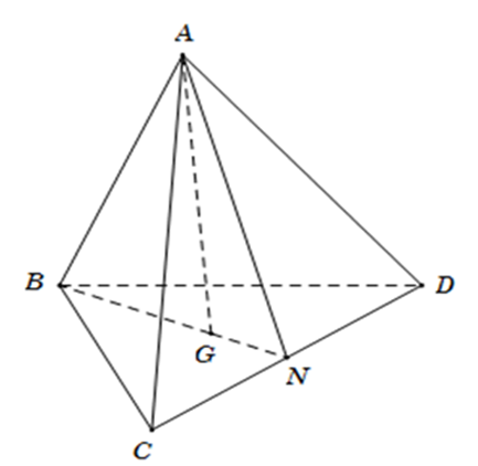Cho tứ diện ABCD. Gọi G là trọng tâm của tam giác BCD. Giao tuyến của mặt  (ảnh 1)