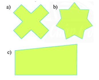 Hình nào sau đây có trục đối xứng?   A. hình a;  B. hình b; C. hình b và hình c; D. hình a và hình b. (ảnh 1)