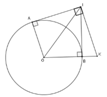 Hai tiếp tuyến tại A và B của đường tròn (O) cắt nhau tại I . Đường thẳng qua I và  (ảnh 1)
