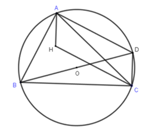 Cho tam giác ABC có trực tâm H. Gọi D là điểm đối xứng với B qua tâm O của đường (ảnh 1)