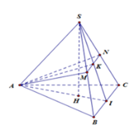 Cho hình chóp tam giác đều S.ABC có cạnh đáy bằng 2a. Gọi M, N lần lượt là trung (ảnh 1)