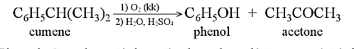 Trong công nghiệp, phenol được điều chế chủ yếu từ chất nào sau đây? A. Benzene. B. Cumene. C. Chlorobenzene. D. Than đá. (ảnh 1)