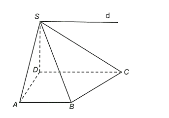 Cho hình chóp S.ABCD có đáy ABCD là hình thang (AB // CD). Gọi d là giao tuyến của hai mặt phẳng (SAB) và (SCD). Khi đó d đi qua S và song song với (ảnh 1)