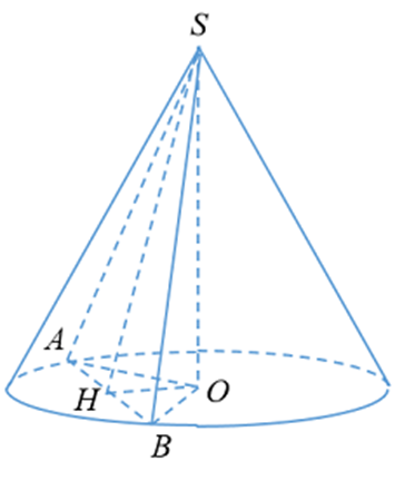 Cho hình nón đỉnh S, góc ở đỉnh bằng 120°, đáy là hình tròn (O; 3R). Cắt hình  (ảnh 2)