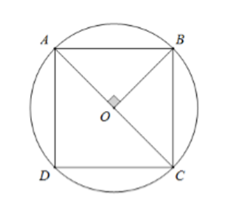 Đường tròn ngoại tiếp hình vuông cạnh bằng 2 có bán kính là: A. 1 B. 2 (ảnh 1)