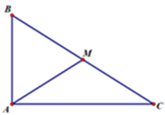 Cho tam giác ABC vuông tại A, BC = a căn bậc hai 3, M là trung điểm của BC (ảnh 1)