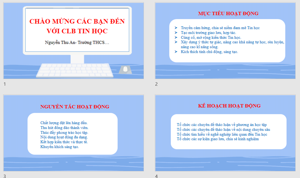 Em hãy tìm một bản mẫu (có sẵn trong phần mềm trình chiếu hoặc được chia sẻ (ảnh 1)