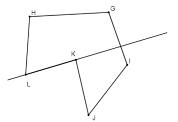Cho các hình vẽ sau   Giải thích tại sao hai đa giác trên không phải đa giác lồi? (ảnh 3)