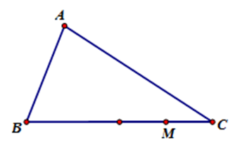 tam giác ABC. Gọi M là điểm trên cạnh BC sao cho MB = 3MC. Khi đó (ảnh 1)