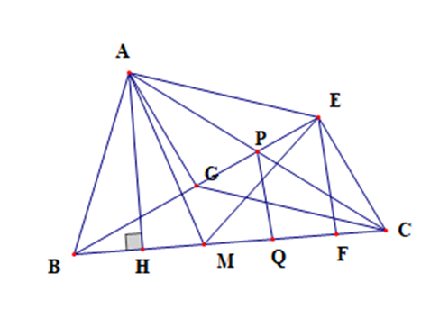 Cho tam giác ABC có G là trọng tâm. Gọi H là chân đường cao hạ từ A sao cho  (ảnh 1)