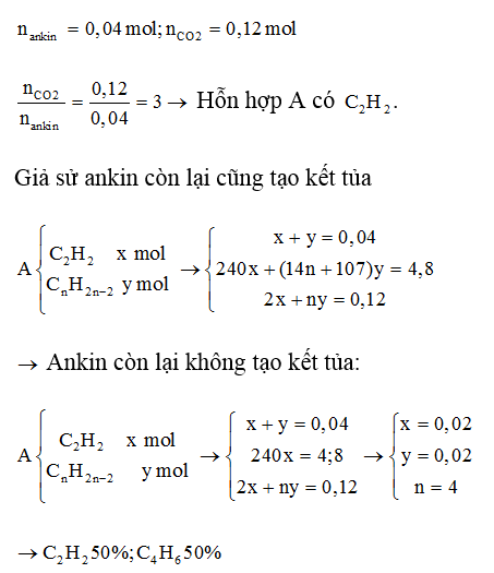 Sục 0,896 lít hỗn hợp A gồm 2 ankin X và Y ( đktc ) vào dung dịch AgNO3 trong NH3 sau khi phản ứng xảy ra hoàn toàn thấy tiêu tốn (ảnh 1)