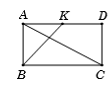 Cho hình chữ nhật ABCD có AB = a và AD= a căn 2  Gọi K là trung điểm của cạnh AD. Tính  (ảnh 1)