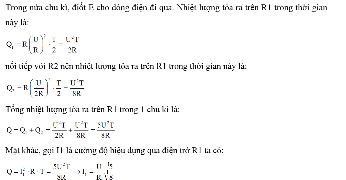 Trong đoạn mạch AB như hình vẽ. Đ là điôt lí tường, hai điện trở đều bằng R. Điện áp giữa A và B (ảnh 2)