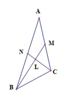 Tam giác ABC có hai đường trung tuyến BM, CN vuông góc với nhau và có BC = 3 (ảnh 1)