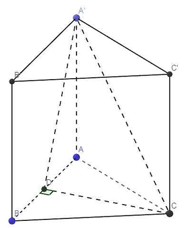 Cho hình lăng trụ đứng ABC.A’B’C’ có đáy ABC là tam giác đều cạnh a. Góc (ảnh 1)