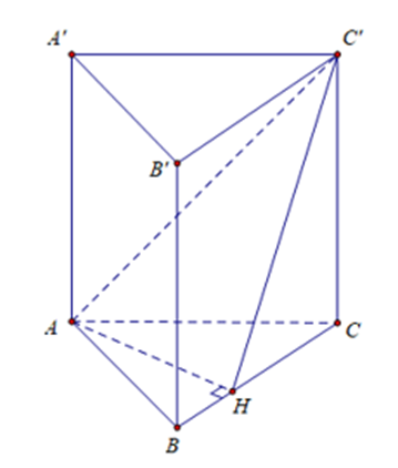 Cho hình lăng trụ đứng ABC.A’B’C’ có đáy ABC vuông tại A, AB = a căn bậc hai 3 (ảnh 1)