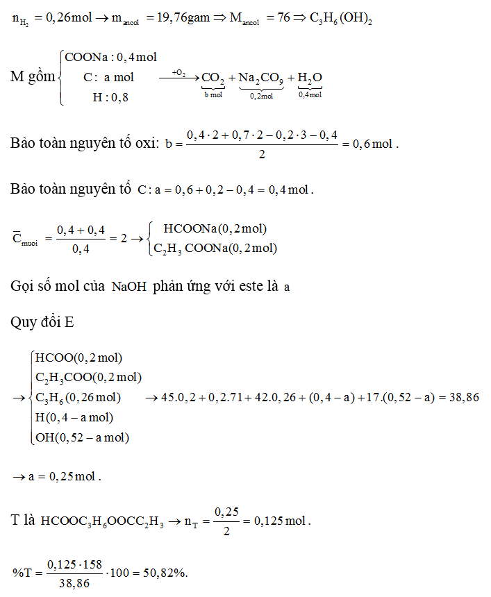 X, Y là 2 axit cacboxylic đều mạch hở; Z là ancol no; T là este hai chức, được tạo bởi X, Y, Z. Đun nóng 38,86 gam hỗn hợp (ảnh 1)