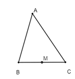 Cho tam giác ABC có BC  a, CA  b, AB  c. Gọi M là trung điểm cạnh BC. Tính  AM. BC. (ảnh 1)