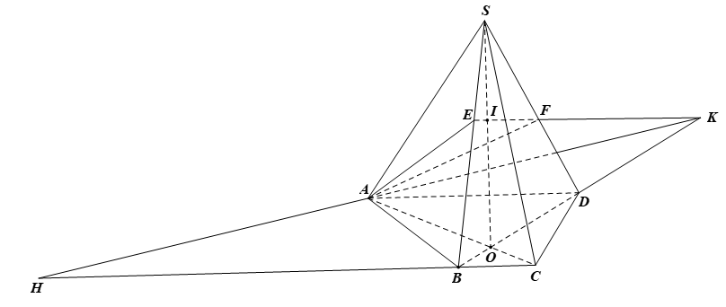 Cho hình chóp S.ABCD có ABCD là hình thang đáy lớn AD. Gọi E, F lần lượt là hai điểm trên hai cạnh SB, SD. a) Tìm giao điểm của EF với (SAC). b) Tìm giao điểm của BC với (AEF). (ảnh 1)