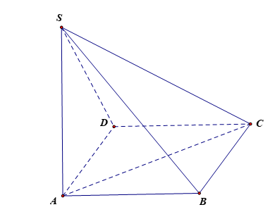 Cho hình chóp S.ABCD có đáy ABCD là hình vuông cạnh bằng a, SA vuông góc (ABCD), . (ảnh 1)