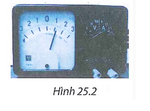Ampe kế đang để ở thang đo 0,3 A. Cường độ dòng điện đo được trong ampe kế ở hình 25.2 là: (ảnh 1)