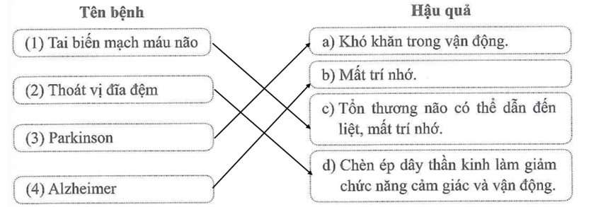 Nối tên bệnh với hậu quả do bệnh đó gây ra cho phù hợp.  (ảnh 2)