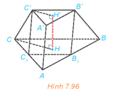 Cho khối chóp cụt đều ABC.A'B'C' có đường cao HH' = h, hai mặt đáy ABC, A'B'C' có cạnh tương ứng bằng 2a, a.  a) Tính thể tích khối chóp cụt. (ảnh 1)