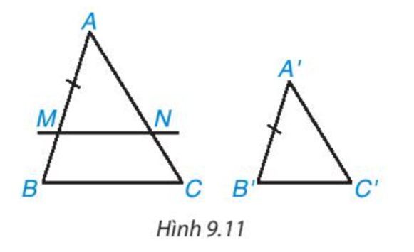 Cho hai tam giác ABC và A'B'C' có A'B'/ AB= A'C'= AC= B'C'=BC . (ảnh 1)