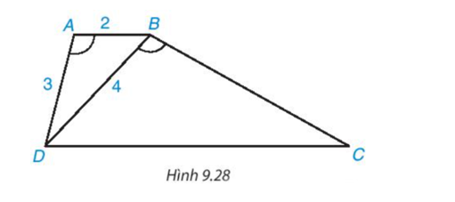 Cho hình thang ABCD (AB // CD) có  góc DAB=góc DBC. a) Chứng minh rằng ΔABD ∽ ΔBDC.  (ảnh 1)