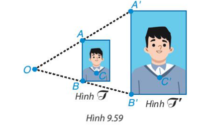 Hình 9.59 là hai bức hình chân dung của một cậu bé với kích thước 2 × 3 (hình T) và 4 × 6 (hình T') được (ảnh 1)