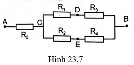 Hiệu điện thế giữa hai đầu đoạn mạch UAB và hiệu điện thế của mỗi điện trở (ảnh 1)