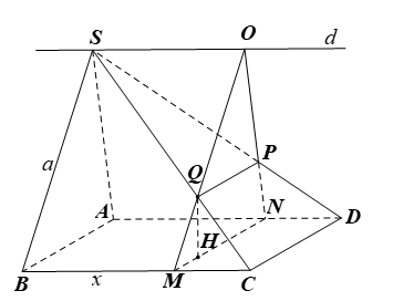 Cho hình chóp S.ABCD có đáy ABCD là hình vuông cạnh a và tam giác SAB đều. Gọi M là điểm thuộc cạnh BC sao cho BM = x (0 < x < a), mặt phẳng (α) đi qua M, song song với hai đường thẳng SA và AB. a) Xác định giao tuyến của mặt phẳng (α) với các mặt của hình chóp. (ảnh 1)