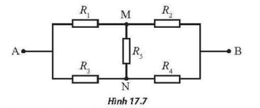 Mạch điện như Hình 17.7 với hai đầu mạch A, B gọi là mạch cầu. Đặt hai đầu A và B (ảnh 1)