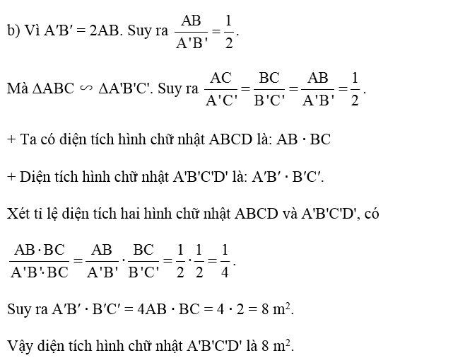 Cho hai hình chữ nhật ABCD và A'B'C'D' thỏa mãn AC = 3AB, B′D′ = 3A′B′. (ảnh 2)