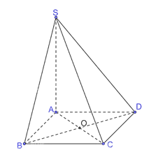 Cho hình chóp S.ABCD có đáy là hình vuông ABCD cạnh a, SA ⊥ (ABCD) và  SA= a căn 2.  a) Tính góc giữa SC và mặt phẳng (ABCD). (ảnh 1)