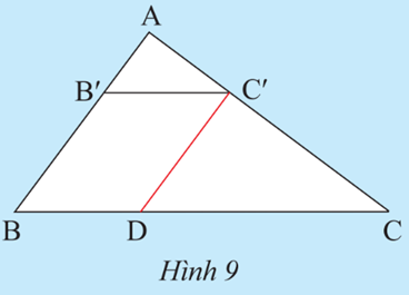 Cho tam giác ABC có AB = 6 cm, AC = 8 cm và BC = 10 cm. Lấy điểm B' trên AB sao cho AB' = 2 cm. Qua B' vẽ đường thẳng song song với BC và cắt AC tại C'.  a) Tính AC'. (ảnh 1)